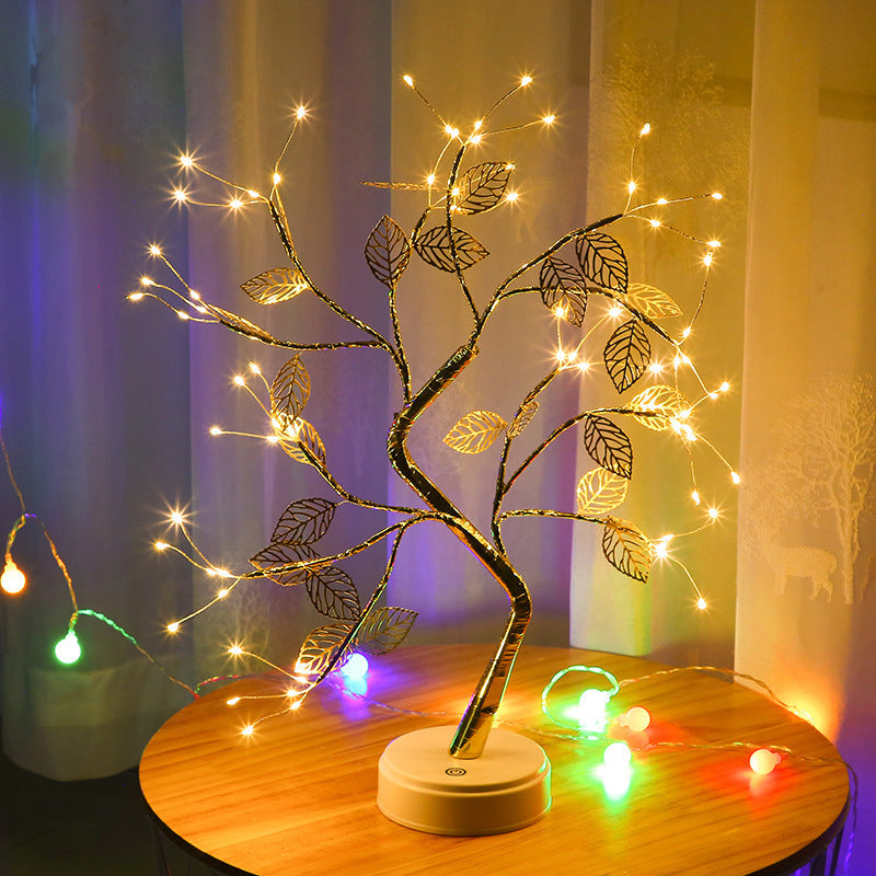 Vivolux | Stijlvolle Boom USB Nachtkast Lamp Metallic Woonkamer LED Tafelverlichting in Goud