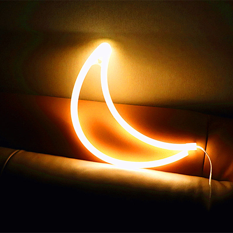 Vivolux | Crescentvormige Plastic LED Nachtverlichting Decoratieve Witte Batterij Aangedreven Wandlamp