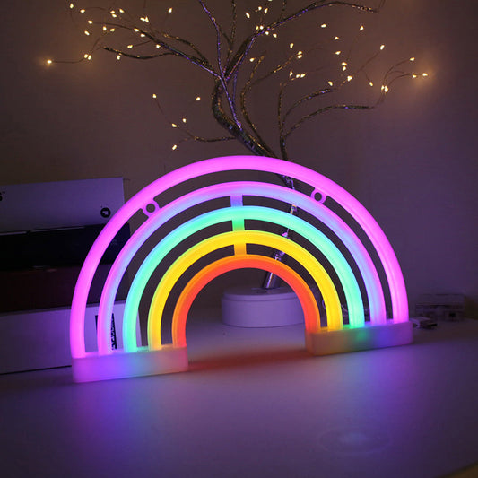 Vivolux | Witte Regenboogvormige LED Tafel licht Minimalisme Rubber Neon Muurverlichting met USB Oplaadpoort