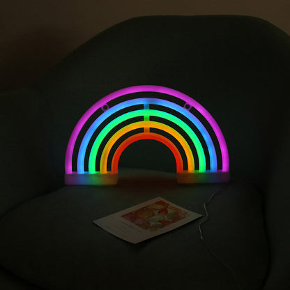 Vivolux | Witte Regenboogvormige LED Tafel licht Minimalisme Rubber Neon Muurverlichting met USB Oplaadpoort