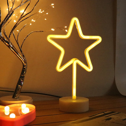 Vivolux | Cartoon Shape Neon Nachtlicht Kunst Decor Plastik Schlafzimmer LED Tisch Licht in Weiß