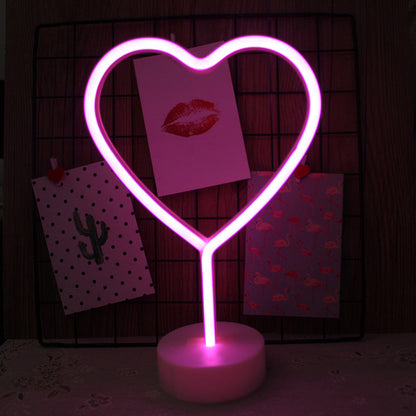 Vivolux | Plastik Cartoon LED Tischlampe Zeitgenössische Neon Nachtbeleuchtung in Weiß für Schlafzimmer