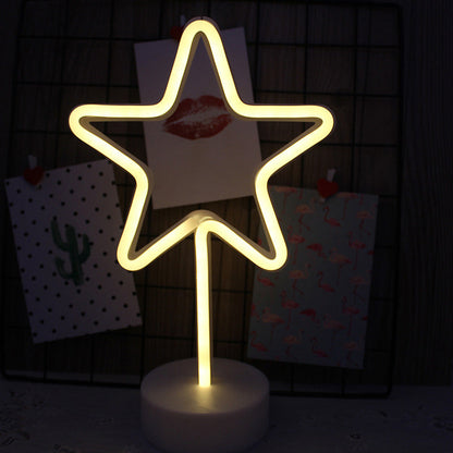 Vivolux | Plastik Cartoon LED Tischlampe Zeitgenössische Neon Nachtbeleuchtung in Weiß für Schlafzimmer