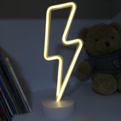 Vivolux | Plastik Cartoon LED Tischlampe Zeitgenössische Neon Nachtbeleuchtung in Weiß für Schlafzimmer