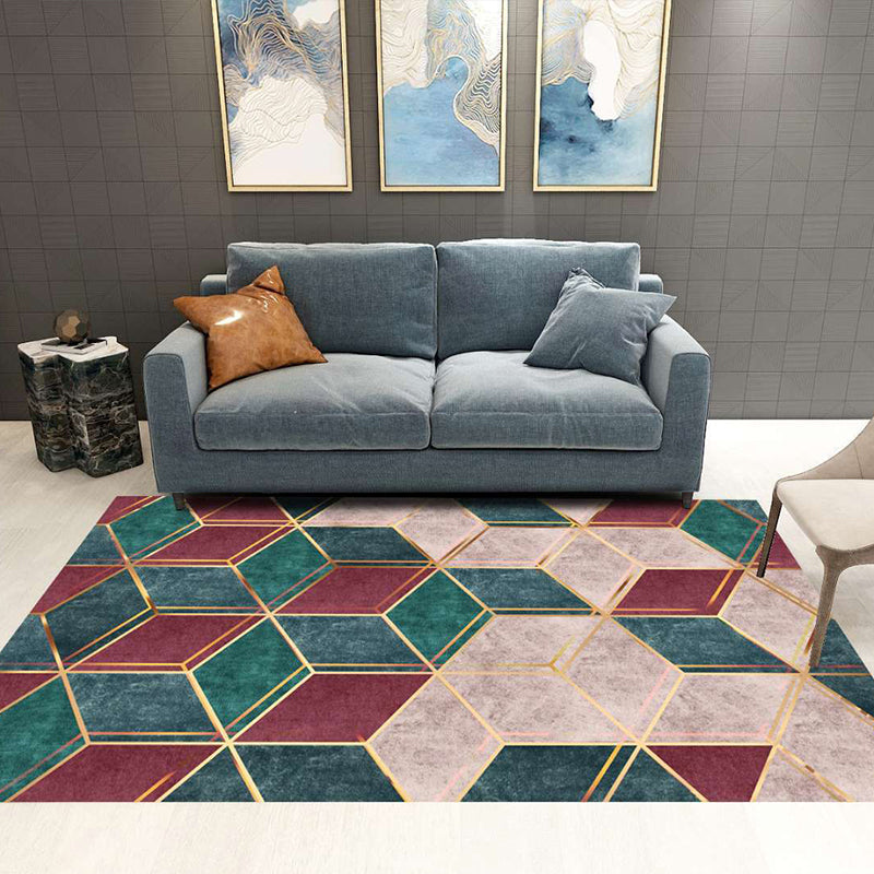 Vivolux | Nordic Abstract Botanischer Teppich Mehrfarbiger Synthetik Teppich Rutschfest Maschinenwaschbar Haustierfreundlicher Teppich für Wohnzimmer