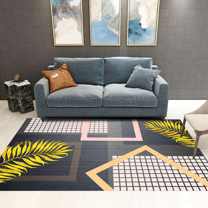 Vivolux | Nordic Abstract Botanischer Teppich Mehrfarbiger Synthetik Teppich Rutschfest Maschinenwaschbar Haustierfreundlicher Teppich für Wohnzimmer