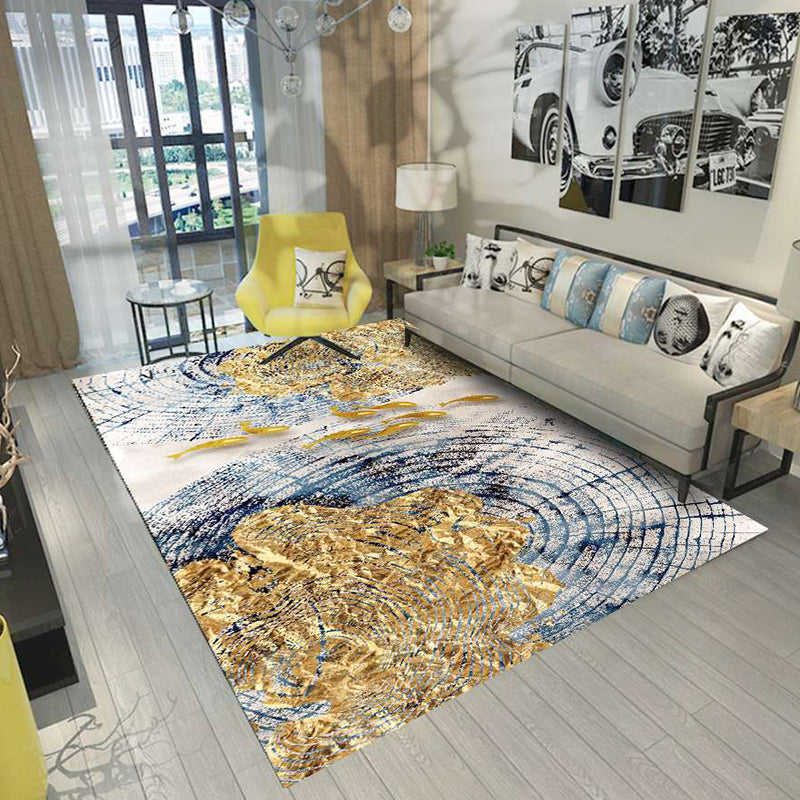 Vivolux | Nordic Abstract Botanischer Teppich Mehrfarbiger Synthetik Teppich Rutschfest Maschinenwaschbar Haustierfreundlicher Teppich für Wohnzimmer