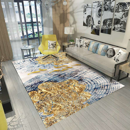 Vivolux | Nordic Abstract Botanischer Teppich Mehrfarbiger Synthetik Teppich Rutschfest Maschinenwaschbar Haustierfreundlicher Teppich für Wohnzimmer