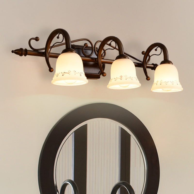 Vivolux | Bell Badezimmer Wandleuchte Klassisches Satinierte Glas 2/3/4 Lichter Rot Braun Make-Up Beleuchtung
