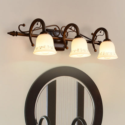 Vivolux | Bell Badezimmer Wandleuchte Klassisches Satinierte Glas 2/3/4 Lichter Rot Braun Make-Up Beleuchtung
