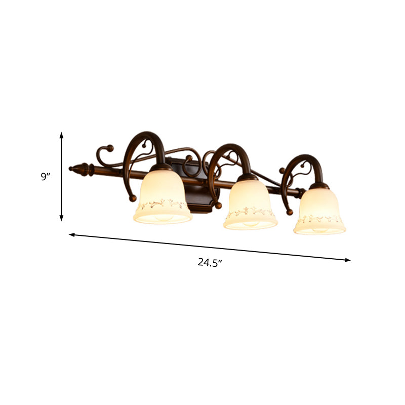 Vivolux | Bell Badezimmer Wandleuchte Klassisches Satinierte Glas 2/3/4 Lichter Rot Braun Make-Up Beleuchtung