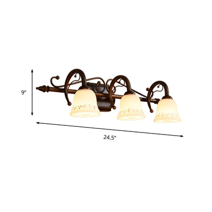 Vivolux | Bell Badezimmer Wandleuchte Klassisches Satinierte Glas 2/3/4 Lichter Rot Braun Make-Up Beleuchtung