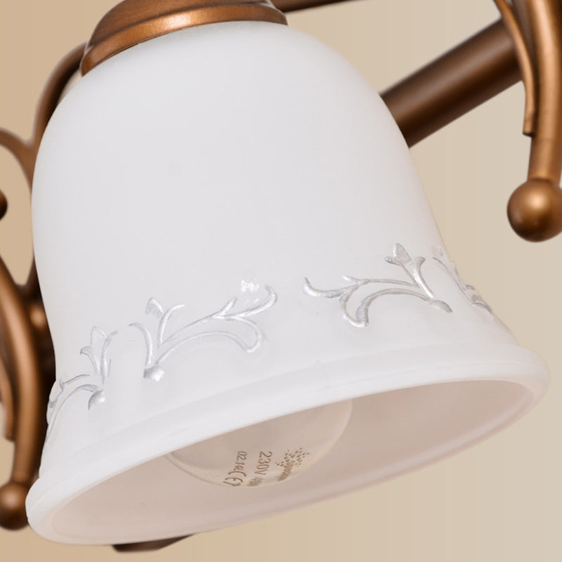 Vivolux | Bell Badezimmer Wandleuchte Klassisches Satinierte Glas 2/3/4 Lichter Rot Braun Make-Up Beleuchtung