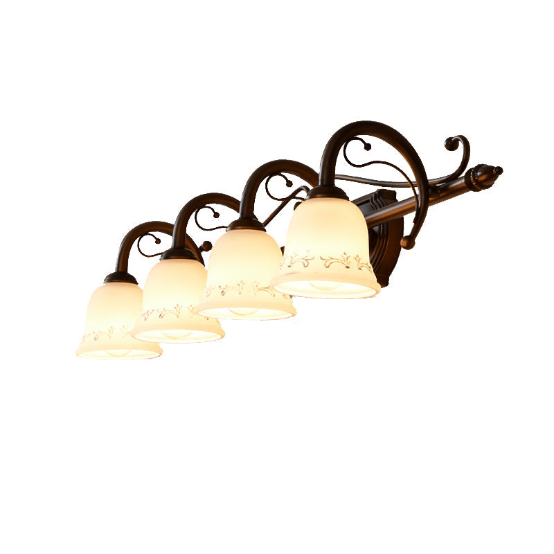 Vivolux | Bell Badezimmer Wandleuchte Klassisches Satinierte Glas 2/3/4 Lichter Rot Braun Make-Up Beleuchtung