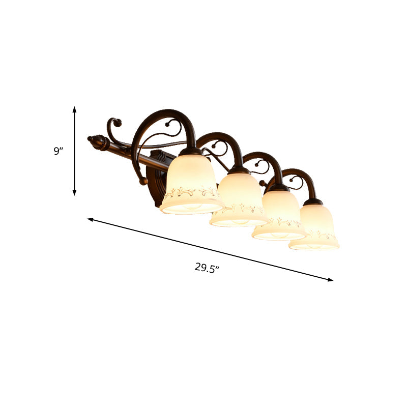 Vivolux | Bell Badezimmer Wandleuchte Klassisches Satinierte Glas 2/3/4 Lichter Rot Braun Make-Up Beleuchtung