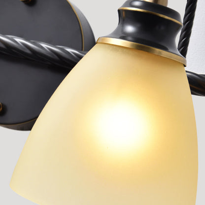 Vivolux | 2/3 Lichten Vanity Lamp Traditionele Bel Frosted Glas Wandlamp in Zwart voor Badkamer