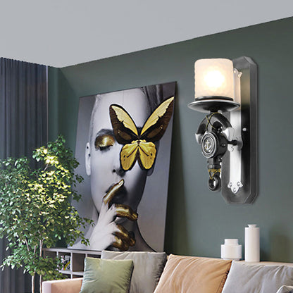 Vivolux | 1 Hoofde Indoor Wandlamp Nautische Stijl Blauw/Wit Wandverlichting met Cilinder Opal Glasschaduw en Ankerontwerp