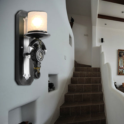 Vivolux | 1 Hoofde Indoor Wandlamp Nautische Stijl Blauw/Wit Wandverlichting met Cilinder Opal Glasschaduw en Ankerontwerp