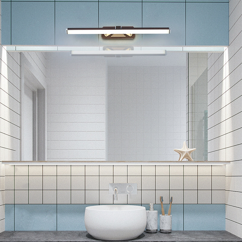 Vivolux | Braune verlängerbare Vanity-Leuchte klassische Metall-LED 16,5"/23" breite Badezimmer-Wandlampe in Weiß/warmem Licht