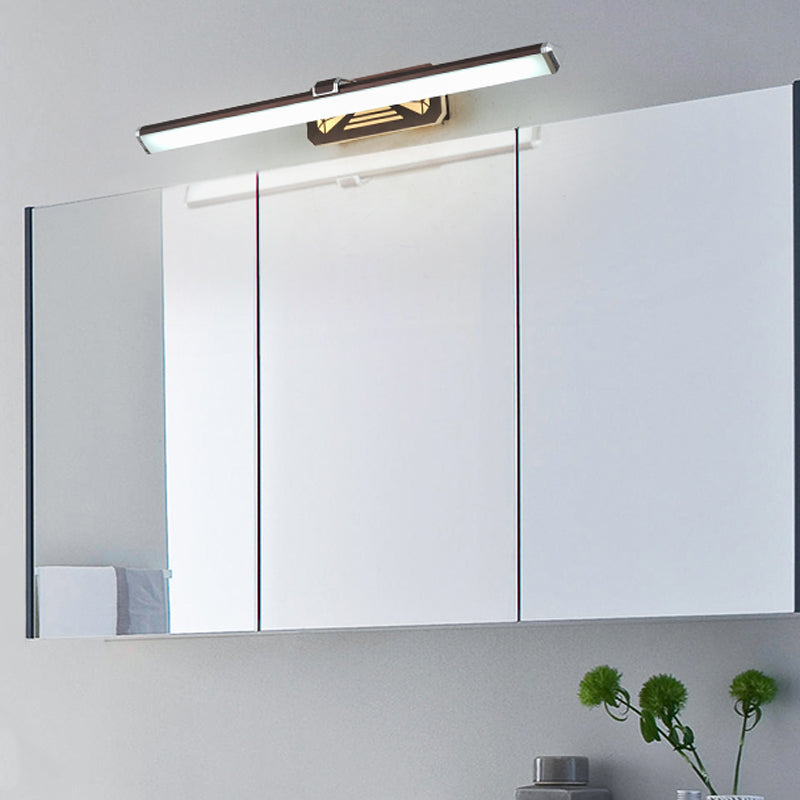 Vivolux | Braune verlängerbare Vanity-Leuchte klassische Metall-LED 16,5"/23" breite Badezimmer-Wandlampe in Weiß/warmem Licht