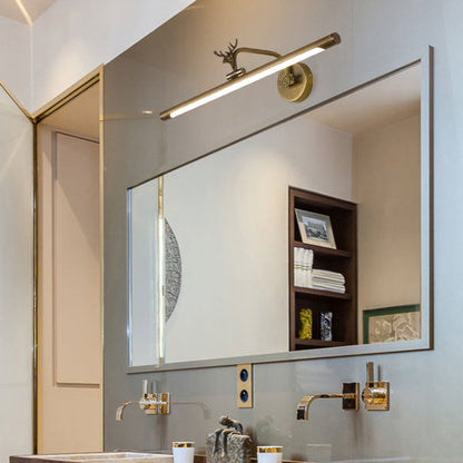 Vivolux | LED Metall Wand Waschtischlampe Einfachheit Schwarz/Antik Messing Lineare Badezimmer Wandbeleuchtung Ideen mit Hirschdesign, 14"/18"/23" B