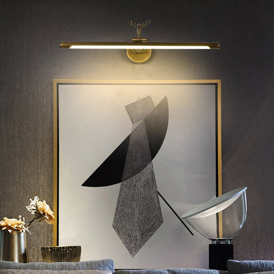 Vivolux | LED Metall Wand Waschtischlampe Einfachheit Schwarz/Antik Messing Lineare Badezimmer Wandbeleuchtung Ideen mit Hirschdesign, 14"/18"/23" B