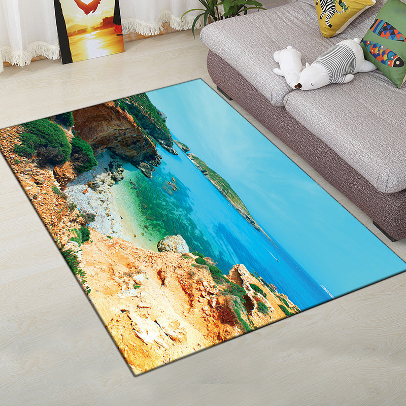 Vivolux | Mehrfarbiger moderner Teppich Polyester digitale Grafik Bodenmatte rutschfeste Rückseite tierfreundlicher waschbarer Teppich für Gästezimmer