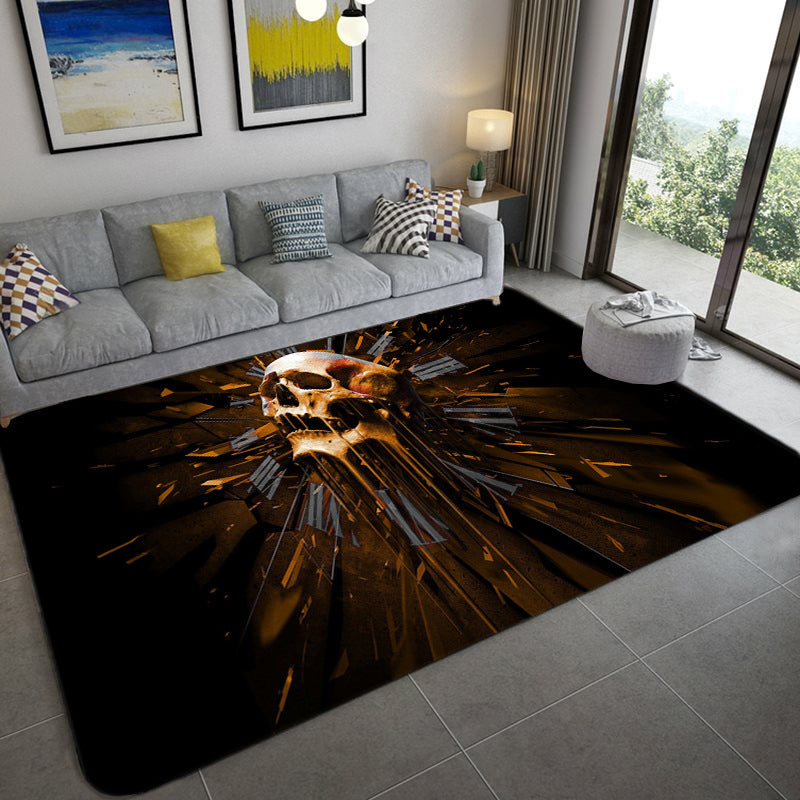 Vivolux | Hip Hop Woonkamer Tapijt Zwart Optische Illusies Skelet Tapijt Polypropeen Vlekbestendig Huisdiervriendelijk Antislip Achterkant Vloerkleed
