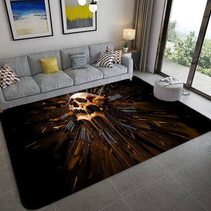 Vivolux | Hip Hop Woonkamer Tapijt Zwart Optische Illusies Skelet Tapijt Polypropeen Vlekbestendig Huisdiervriendelijk Antislip Achterkant Vloerkleed