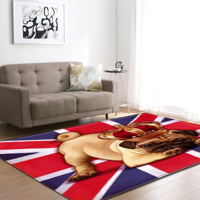 Vivolux | Coole Funky Teppich Mehrfarben Bulldoggen Druck Teppich Maschinenwaschbar Fleckenresistent Antirutsch Teppich für Wohnkultur