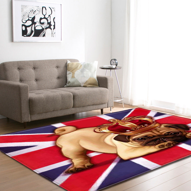 Vivolux | Coole Funky Teppich Mehrfarben Bulldoggen Druck Teppich Maschinenwaschbar Fleckenresistent Antirutsch Teppich für Wohnkultur