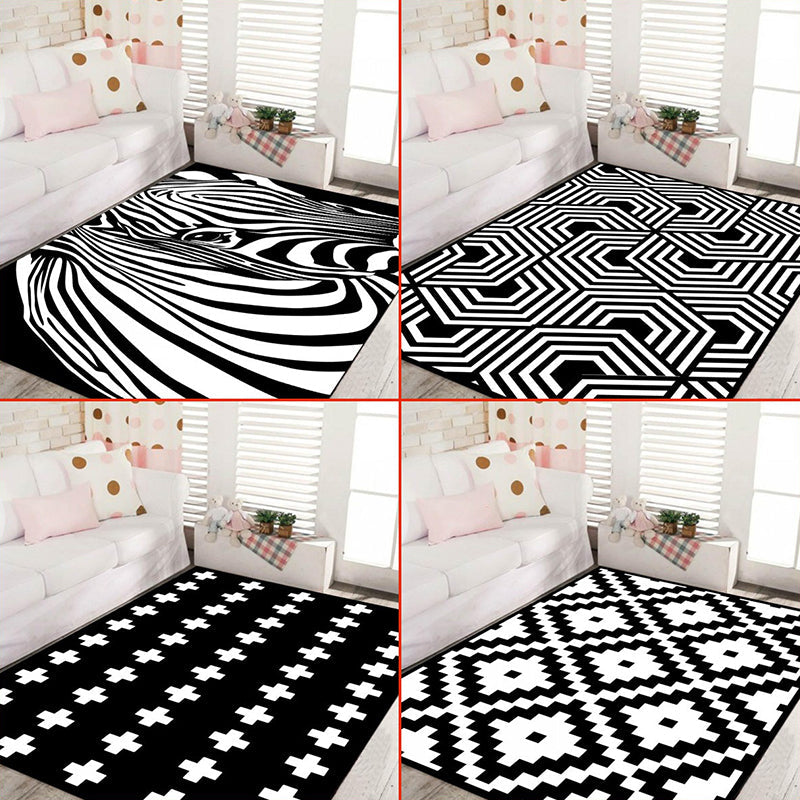 Vivolux | Zwart en Wit Noviteit Tapijt Polypropyleen Optische Illusies Geometrisch Vloerkleed Vlekbestendig Huisdiervriendelijk Antislip Tapijt voor Thuis