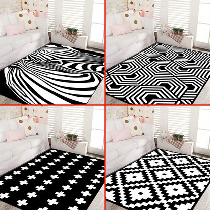 Vivolux | Zwart en Wit Noviteit Tapijt Polypropyleen Optische Illusies Geometrisch Vloerkleed Vlekbestendig Huisdiervriendelijk Antislip Tapijt voor Thuis