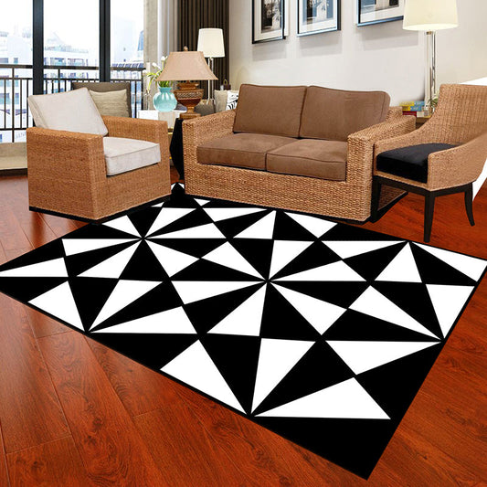 Vivolux | Zwart en Wit Noviteit Tapijt Polypropyleen Optische Illusies Geometrisch Vloerkleed Vlekbestendig Huisdiervriendelijk Antislip Tapijt voor Thuis