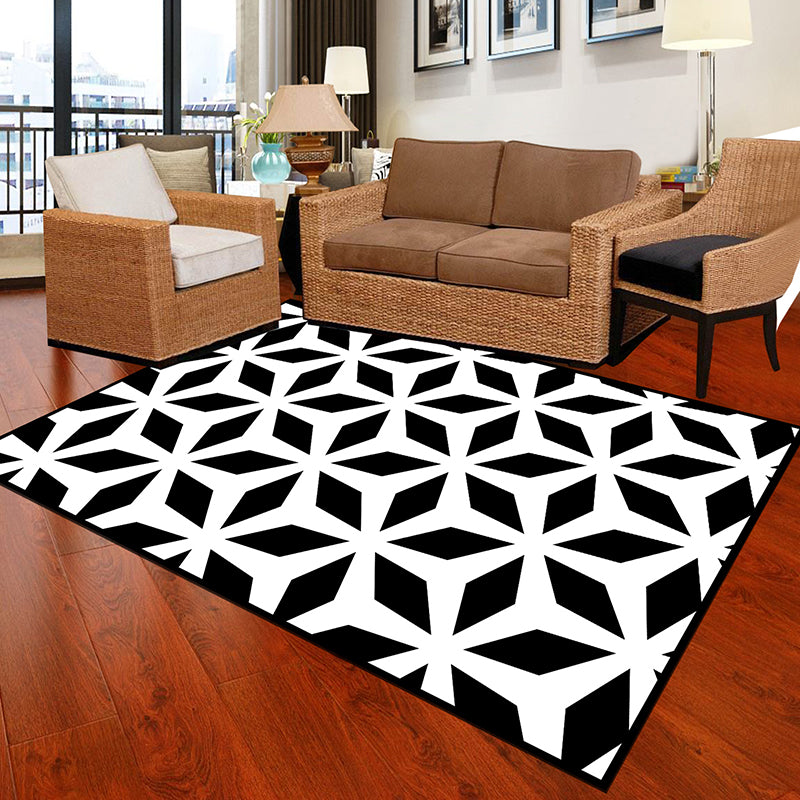 Vivolux | Zwart en Wit Noviteit Tapijt Polypropyleen Optische Illusies Geometrisch Vloerkleed Vlekbestendig Huisdiervriendelijk Antislip Tapijt voor Thuis