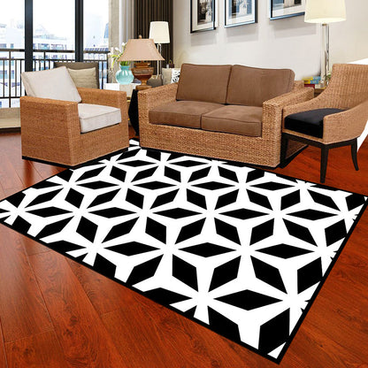 Vivolux | Zwart en Wit Noviteit Tapijt Polypropyleen Optische Illusies Geometrisch Vloerkleed Vlekbestendig Huisdiervriendelijk Antislip Tapijt voor Thuis
