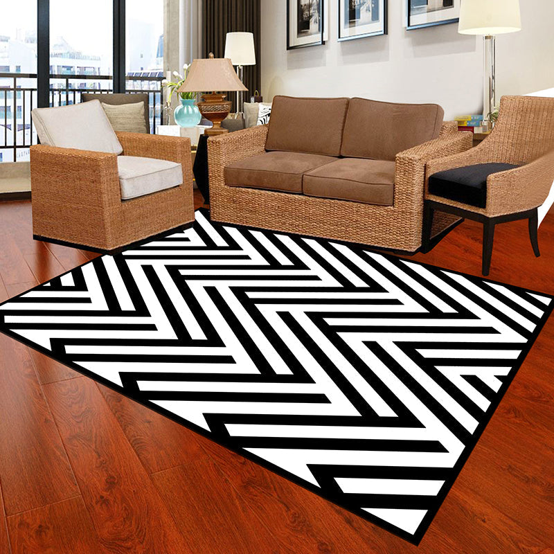Vivolux | Zwart en Wit Noviteit Tapijt Polypropyleen Optische Illusies Geometrisch Vloerkleed Vlekbestendig Huisdiervriendelijk Antislip Tapijt voor Thuis