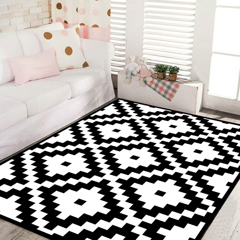 Vivolux | Zwart en Wit Noviteit Tapijt Polypropyleen Optische Illusies Geometrisch Vloerkleed Vlekbestendig Huisdiervriendelijk Antislip Tapijt voor Thuis
