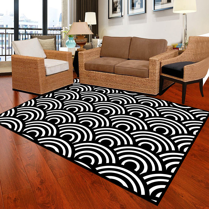 Vivolux | Zwart en Wit Noviteit Tapijt Polypropyleen Optische Illusies Geometrisch Vloerkleed Vlekbestendig Huisdiervriendelijk Antislip Tapijt voor Thuis