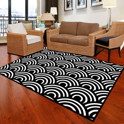 Vivolux | Zwart en Wit Noviteit Tapijt Polypropyleen Optische Illusies Geometrisch Vloerkleed Vlekbestendig Huisdiervriendelijk Antislip Tapijt voor Thuis