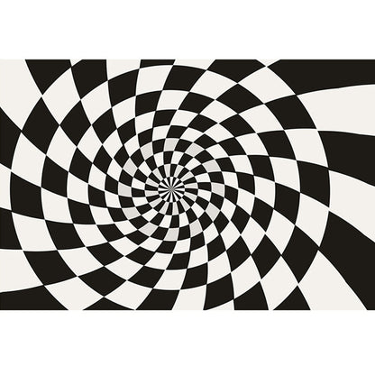 Vivolux | Faszinierender mehrfarbiger Teppich aus Synthetik drehend Checker 3D Illusionsteppich maschinenwaschbar tierfreundlich rutschfester Teppich für Zimmer