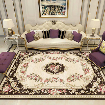 Vivolux | Empire Floral Teppich Mehrfarbig Viktorianischer Teppich Synthetik Fleckenresistent Rutschfeste Rückseite Haustierfreundlicher Teppich für das Wohnzimmer