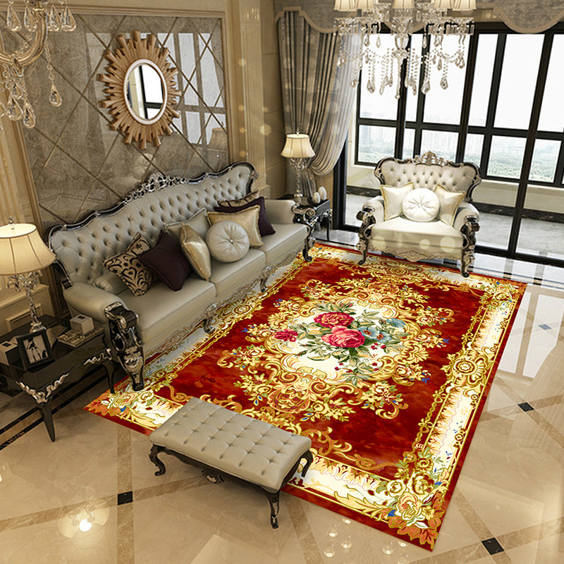 Vivolux | Empire Floral Teppich Mehrfarbig Viktorianischer Teppich Synthetik Fleckenresistent Rutschfeste Rückseite Haustierfreundlicher Teppich für das Wohnzimmer