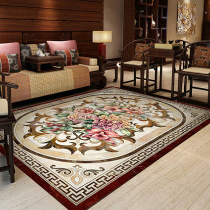 Vivolux | Empire Floral Teppich Mehrfarbig Viktorianischer Teppich Synthetik Fleckenresistent Rutschfeste Rückseite Haustierfreundlicher Teppich für das Wohnzimmer