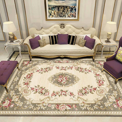 Vivolux | Empire Floral Teppich Mehrfarbig Viktorianischer Teppich Synthetik Fleckenresistent Rutschfeste Rückseite Haustierfreundlicher Teppich für das Wohnzimmer