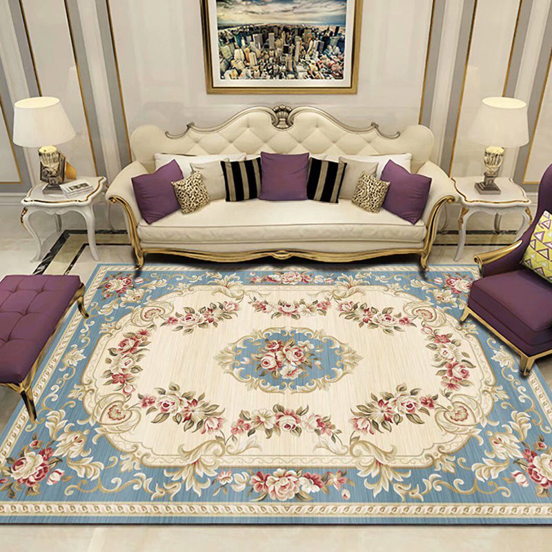 Vivolux | Empire Floral Teppich Mehrfarbig Viktorianischer Teppich Synthetik Fleckenresistent Rutschfeste Rückseite Haustierfreundlicher Teppich für das Wohnzimmer