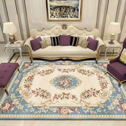 Vivolux | Empire Floral Teppich Mehrfarbig Viktorianischer Teppich Synthetik Fleckenresistent Rutschfeste Rückseite Haustierfreundlicher Teppich für das Wohnzimmer