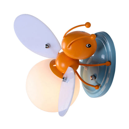 Vivolux | Bijenkorf Kinderslaapkamer Wandlamp Verlichting Metallic Enkel Moderne Wandlamp met Globe Crème Glazen Lampenkap in Geel