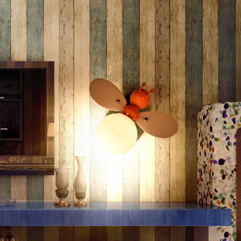 Vivolux | Bijenkorf Kinderslaapkamer Wandlamp Verlichting Metallic Enkel Moderne Wandlamp met Globe Crème Glazen Lampenkap in Geel