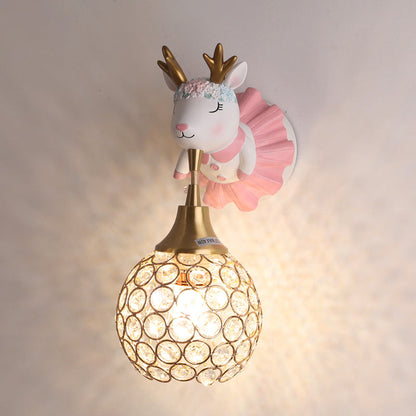 Vivolux | Hollowed out Ball Bedside Wall Mount Light Crystal 1 Kopf Künstliche Wandleuchte mit Tierdekor